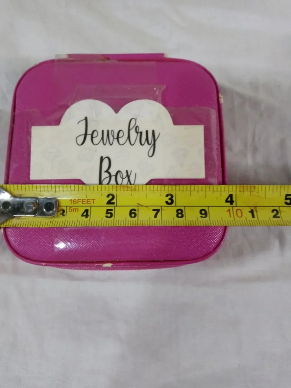 Pink Cute Women Mini Zip Up Jewelry Box Organizer Travel Case in Good Cond